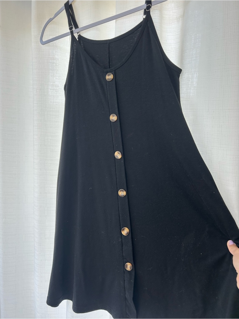 Black Button-Front Sleeveless Dress